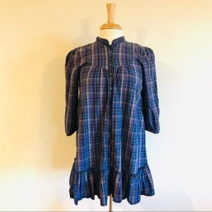 Blue Checkered H&M Long Shirt Dress (Size 4)